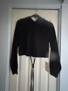 Women's Halara Black Cropped Hoodie with corset back.